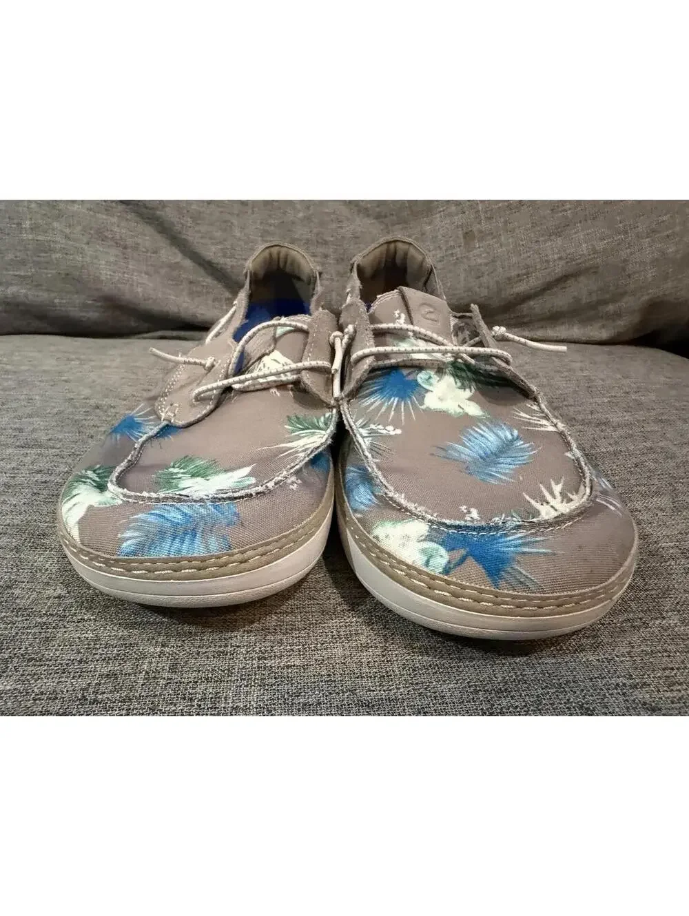 Clarks Higley Tie Sneakers Mens Size 10.5 Sand Floral Beige Boat Shoes